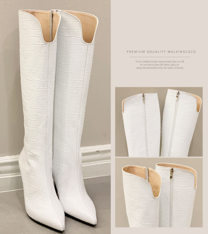 walking art boots (white) - long